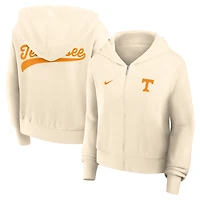 Women's Nike Cream Tennessee Volunteers Cropped Chill Full-Zip Hoodie