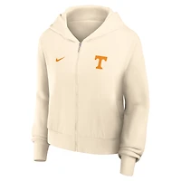 Women's Nike Cream Tennessee Volunteers Cropped Chill Full-Zip Hoodie
