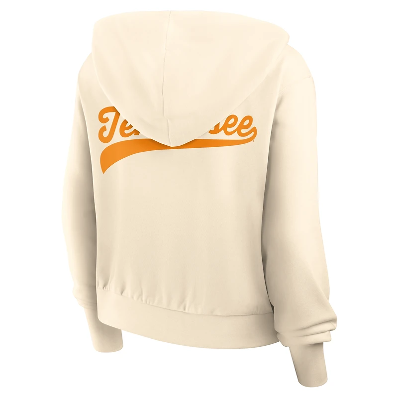 Sweat à capuche court Nike crème Tennessee Volunteers pour femme, zippé