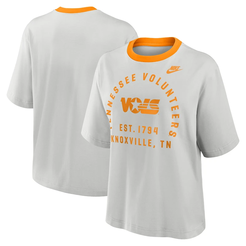 Women's Nike Gray Tennessee Volunteers Legacy Arch Script Boxy T-Shirt