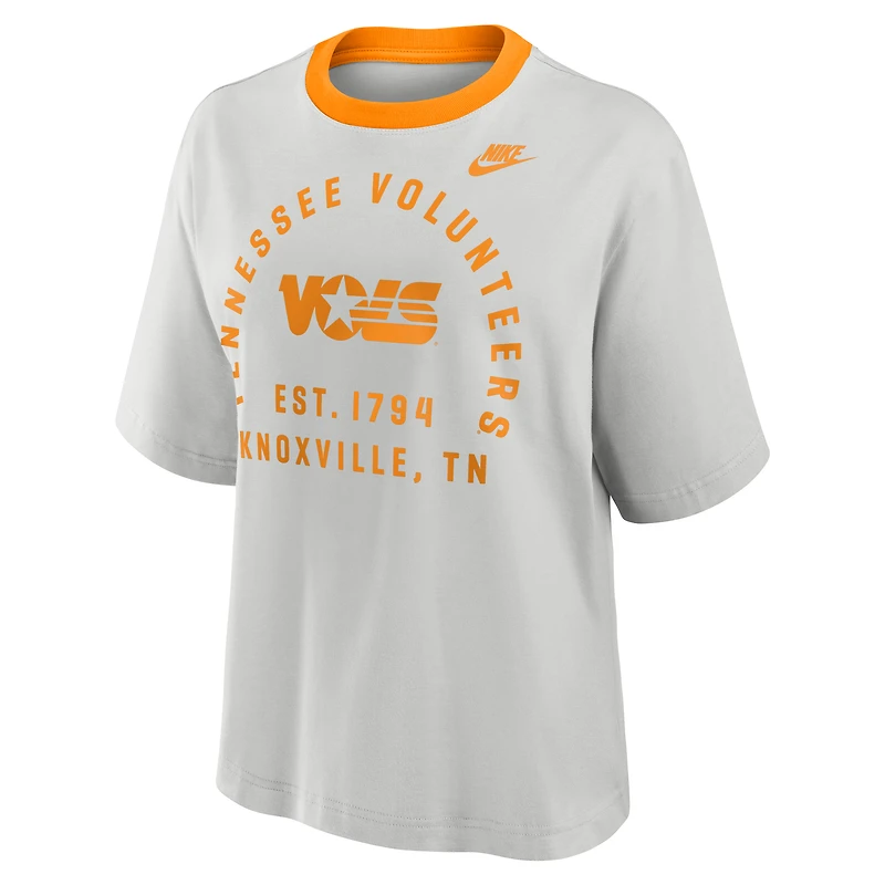 Women's Nike Gray Tennessee Volunteers Legacy Arch Script Boxy T-Shirt
