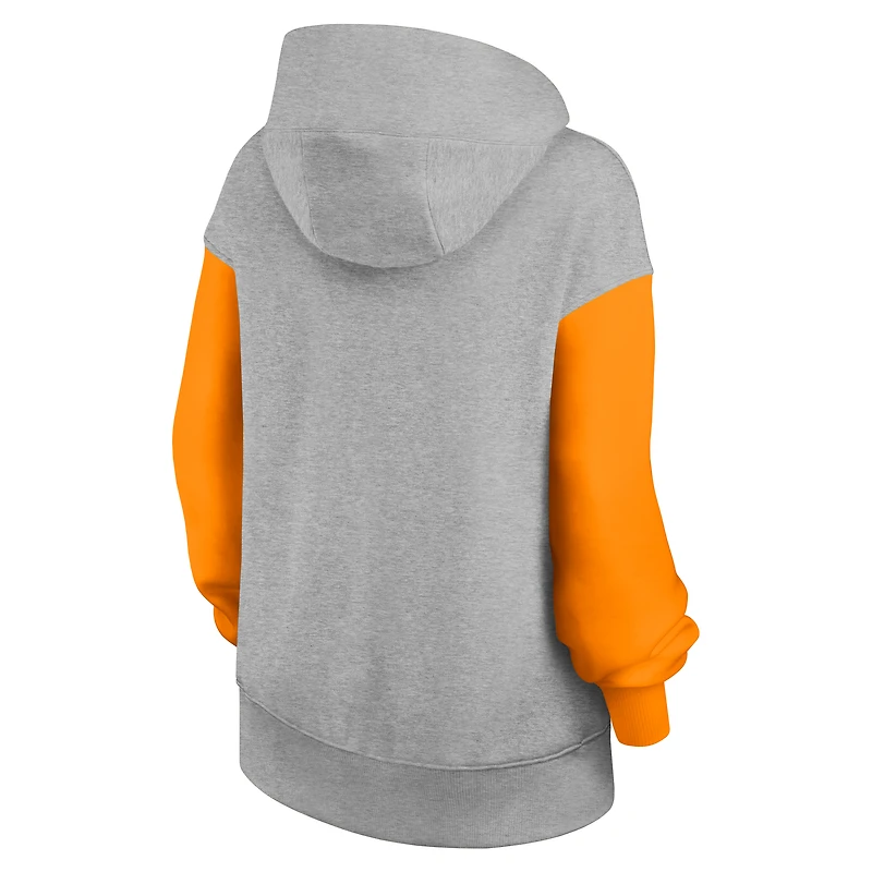 Sweat à capuche surdimensionné Nike Legacy Phoenix pour femme, gris chiné/orange Tennessee, Tennessee Volunteers