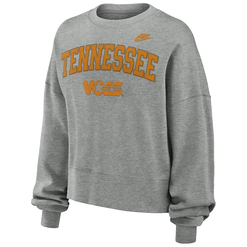 Sweat-shirt Nike gris chiné Tennessee Volunteers surdimensionné Legacy Classic Arch pour femme