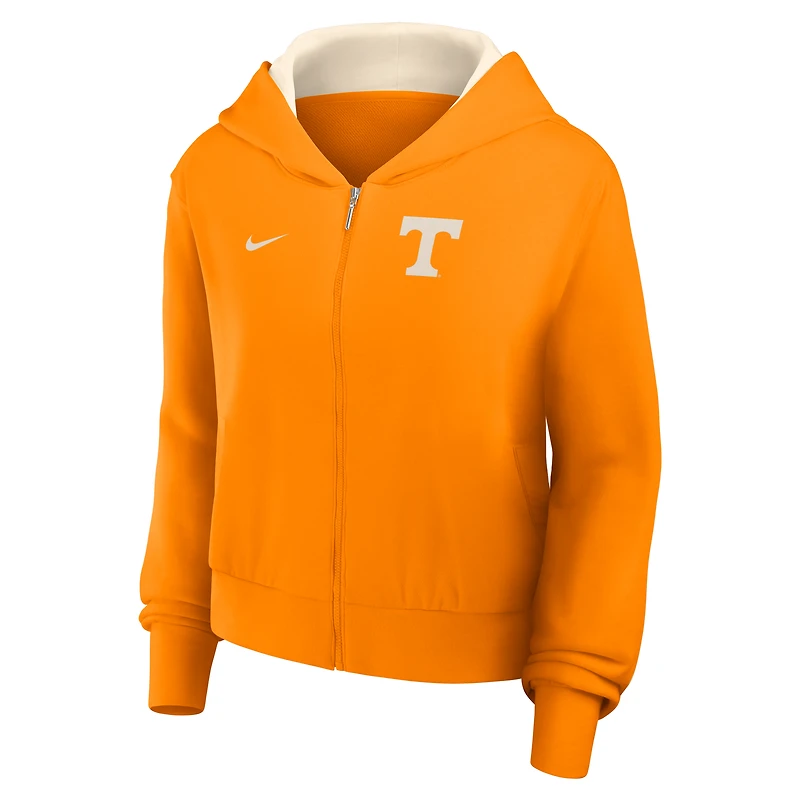 Sweat à capuche court zippé Nike Tennessee Volunteers Mantra orange pour femme