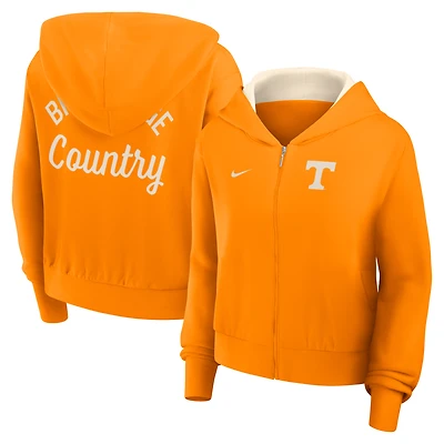 Sweat à capuche court zippé Nike Tennessee Volunteers Mantra orange pour femme