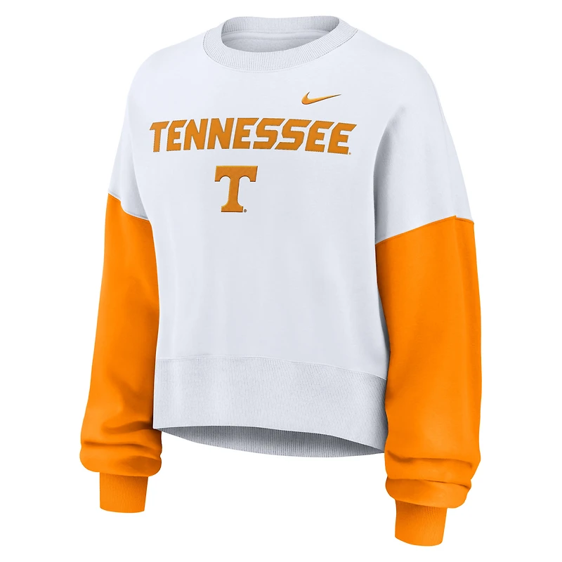 Sweat-shirt oversize à blocs de couleurs Nike blanc Tennessee Volunteers pour femme