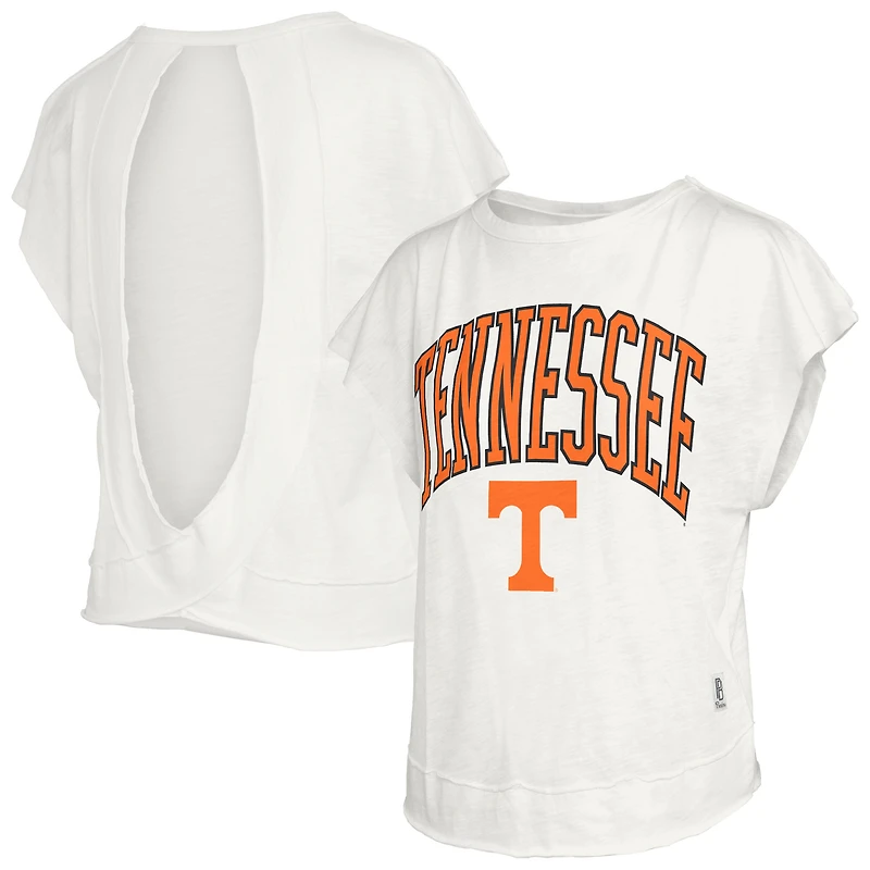 Women's Pressbox  Cream Tennessee Volunteers Nelson Movement Open Back Slub T-Shirt