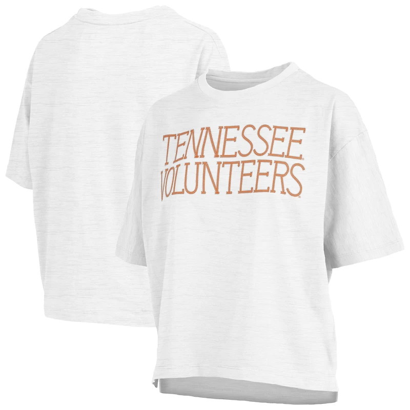 T-shirt Boxy Pressbox Heather Grey Tennessee Volunteers Motley Crew pour femmes, point de chaîne, longueur taille flammée