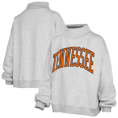 Women's Pressbox Heather Gray Tennessee Volunteers Oversized Nelson Mock Neck Sweatshirt