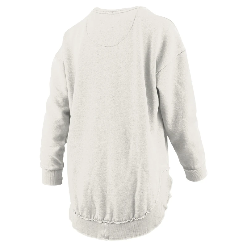 Women's Pressbox  Oatmeal Tennessee Volunteers Melange Poncho Vintage Fleece Long Sleeve Pullover Sweatshirt