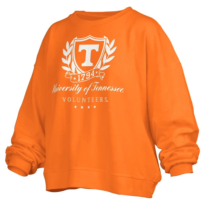 Women's Pressbox Tennessee Orange Volunteers Big Aug Script Janice Oversized Pullover Sweatshirt