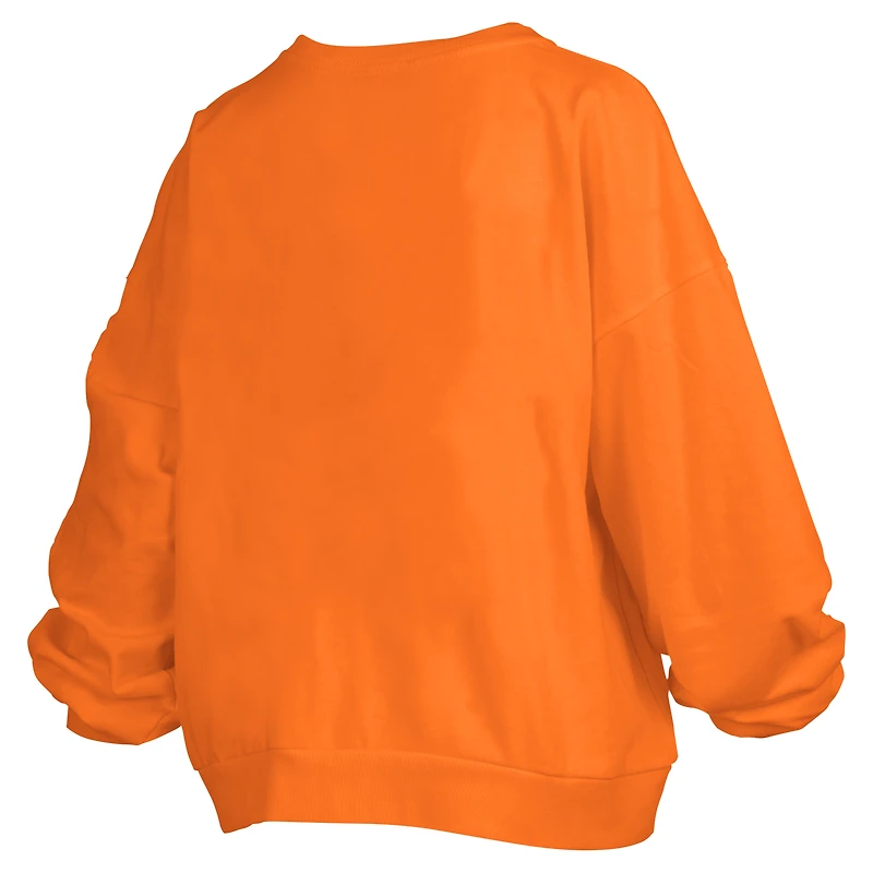 Women's Pressbox Tennessee Orange Volunteers Big Aug Script Janice Oversized Pullover Sweatshirt