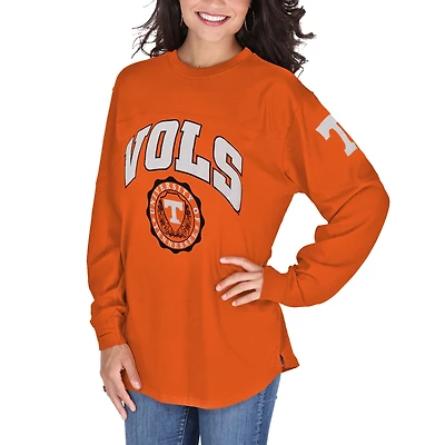 Femme Pressbox Tennessee Orange Volunteers Edith Haut oversize à manches longues