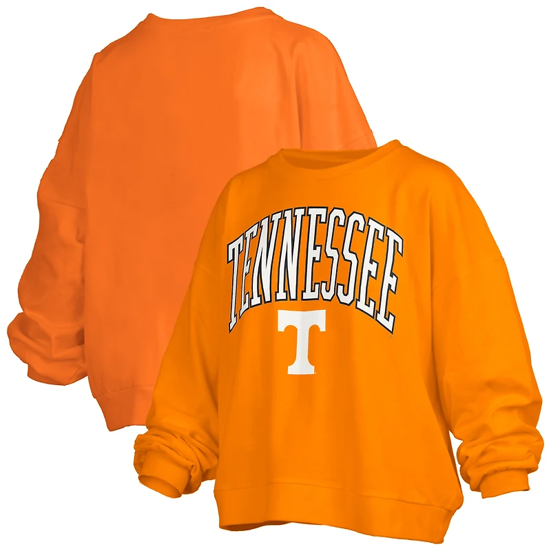 Sweat-shirt surdimensionné à manches longues pour femme, blanc, avec logo Janise Arch Over, des Tennessee Volunteers, Pressbox
