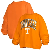 Women's Pressbox Tennessee Orange Volunteers Janise Arch Over Logo Waist Length Oversized Pullover Sweatshirt