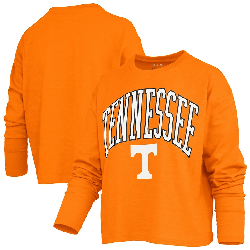 Women's Pressbox Tennessee Orange Volunteers Motley Boxy Waist-Length Long Sleeve T-Shirt