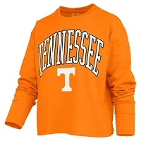 T-shirt à manches longues et coupe carrée pour femme, style Pressbox Tennessee Orange Volunteers Motley.