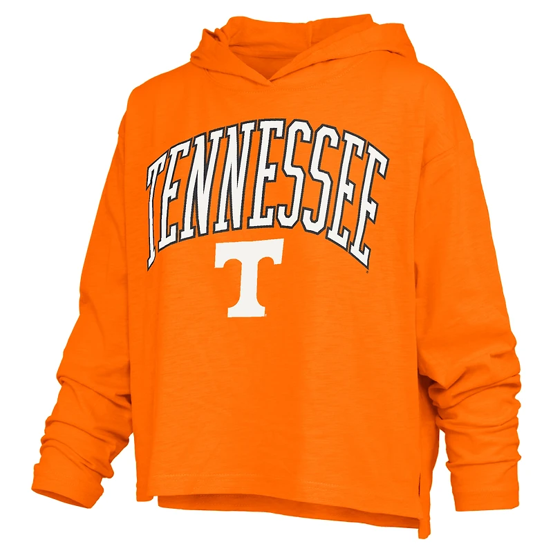 Women's Pressbox Tennessee Orange Volunteers Nelson Arch Over Logo Long Sleeve Hooded Slub T-Shirt