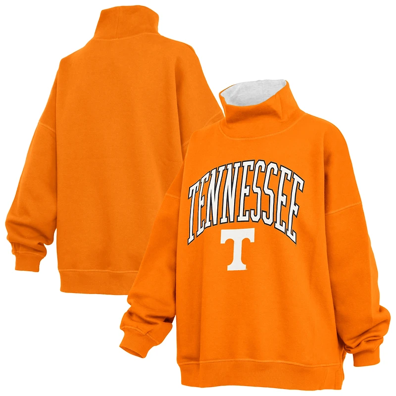Sweat-shirt oversize à col montant des Tennessee Volunteers, couleur orange, pour femmes, Pressbox Tennessee.