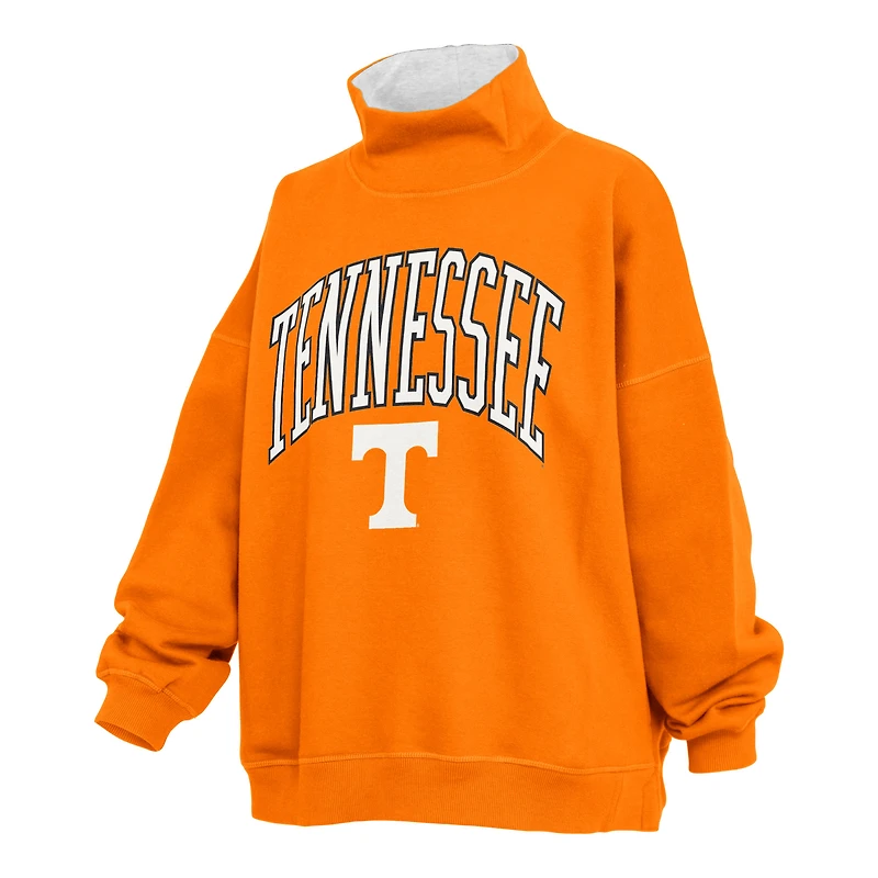 Sweat-shirt oversize à col montant des Tennessee Volunteers, couleur orange, pour femmes, Pressbox Tennessee.