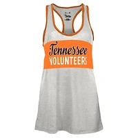 Women's Pressbox White/Tennessee Orange Tennessee Volunteers Tracy Racerback Burnout Tank Top