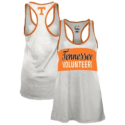 Women's Pressbox White/Tennessee Orange Tennessee Volunteers Tracy Racerback Burnout Tank Top