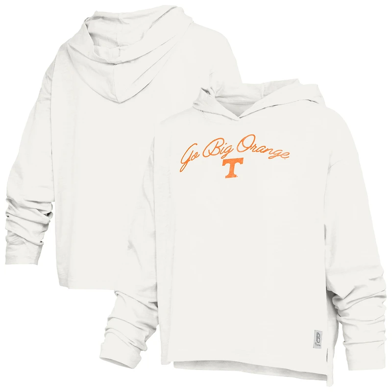 Women's Pressbox White Tennessee Volunteers Faye Long Sleeve Hooded Slub T-Shirt