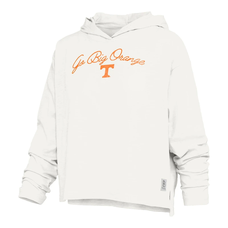 Women's Pressbox  White Tennessee Volunteers Faye Long Sleeve Hooded Slub T-Shirt