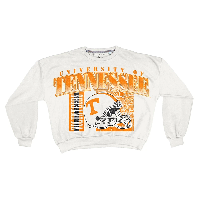 Sweat-shirt rétro surdimensionné Janice blanc pour femme, modèle Pressbox, des Tennessee Volunteers, longueur taille