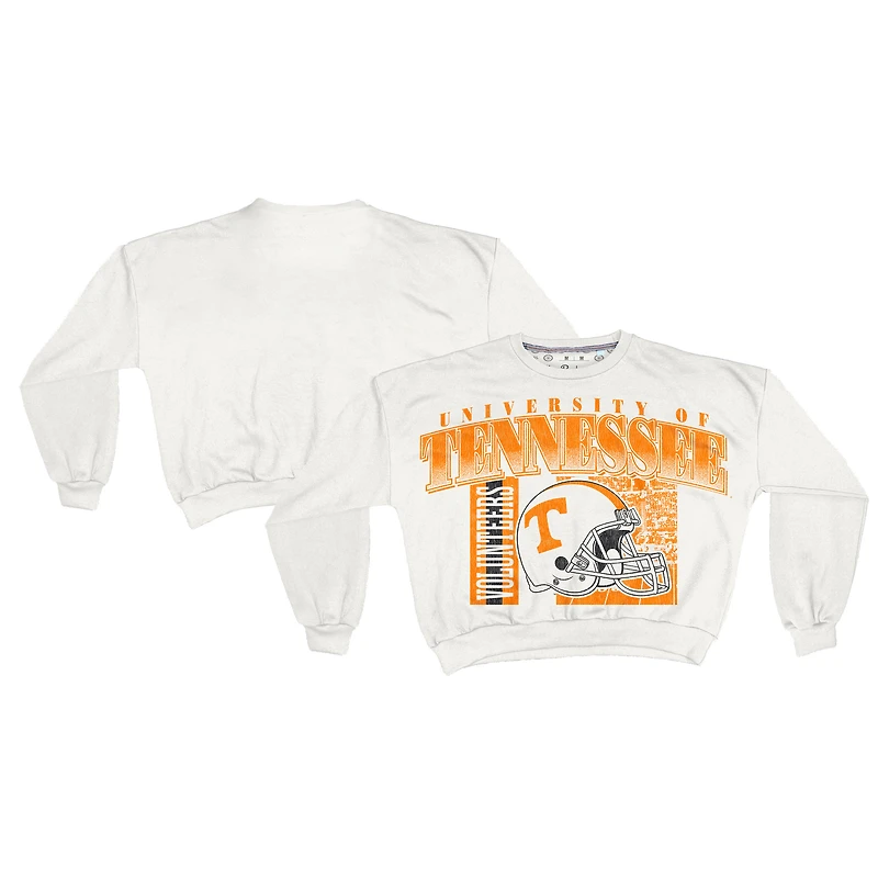 Sweat-shirt rétro surdimensionné Janice blanc pour femme, modèle Pressbox, des Tennessee Volunteers, longueur taille