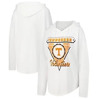 T-shirt à capuche blanc manches longues pour femmes Pressbox Tennessee Volunteers San Bruno