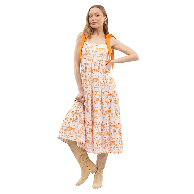 Women's Smith & Quinn  Orange Tennessee Volunteers Tied Shoulder Tiered Maxi Dress