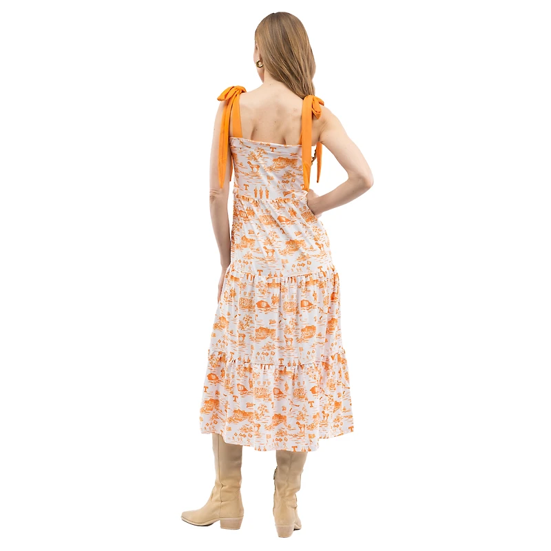 Robe longue à volants et épaules nouées pour femme Smith & Quinn Orange Tennessee Volunteers