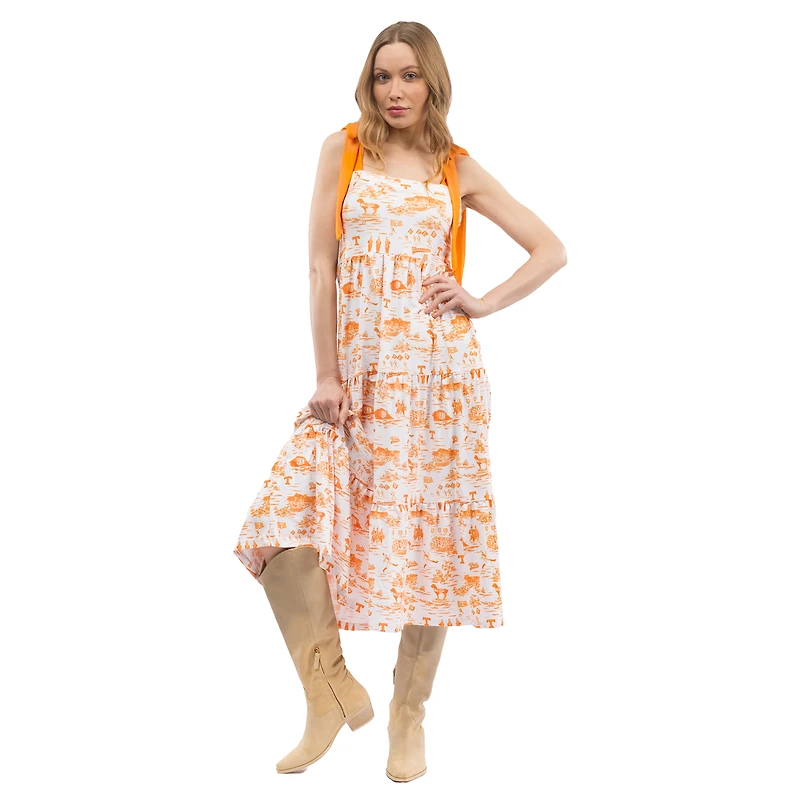 Women's Smith & Quinn  Orange Tennessee Volunteers Tied Shoulder Tiered Maxi Dress