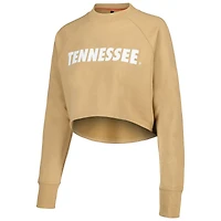 Ensemble sweat-shirt court et pantalon de survêtement raglan pour femmes, beige, Tennessee Volunteers