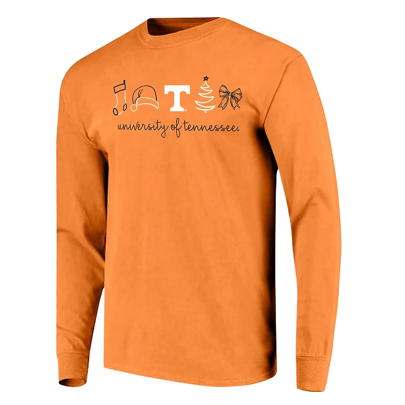 T-shirt à manches longues pour femmes Tennessee Volunteers, motif Noël, couleurs confortables, orange