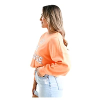 Women's Tennessee Volunteers Gameday Social Orange Raw Edge Boxy Cropped Sweatshirt