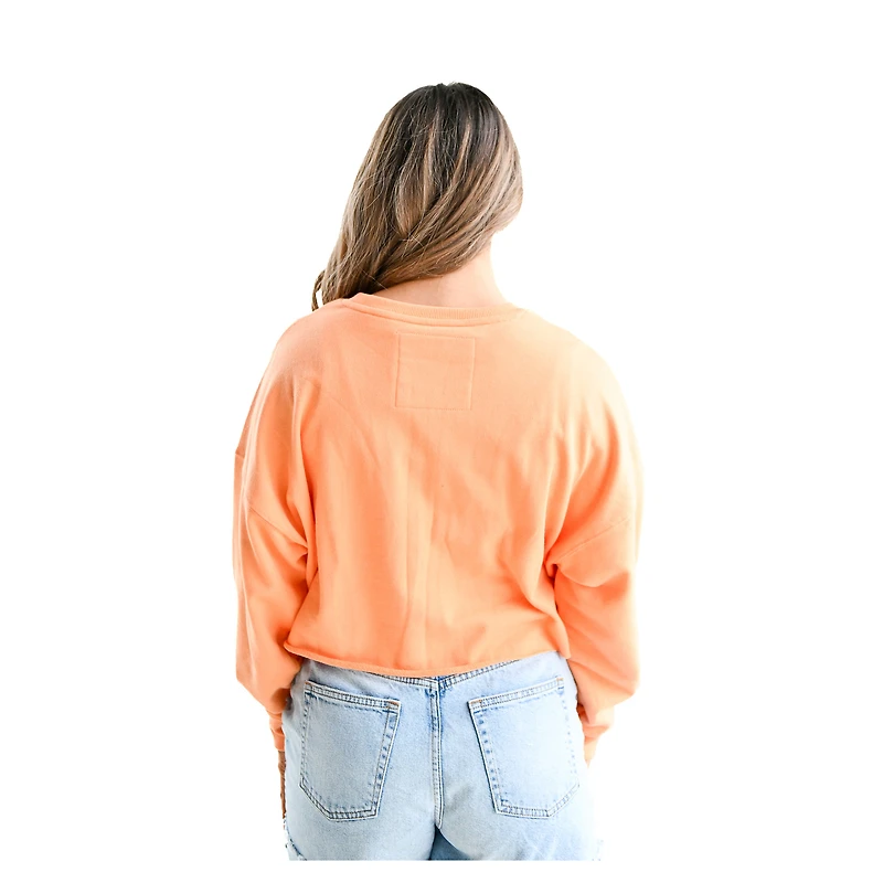 Women's Tennessee Volunteers Gameday Social Orange Raw Edge Boxy Cropped Sweatshirt