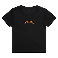 Women's Uscape Apparel  Black Tennessee Volunteers Upside Down Embroidery Ribbed Cropped T-Shirt
