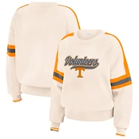 Women's WEAR by Erin Andrews  Cream Tennessee Volunteers Chenille Woven Patch Stripe Pullover Sweater
