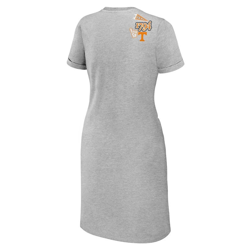 WEAR by Erin Andrews - Robe t-shirt nouée Tennessee Volunteers gris chiné pour femme