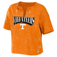 Women's WEAR by Erin Andrews Tennessee Orange Volunteers T-shirt court à encolure crantée avec lavage l'eau de javel