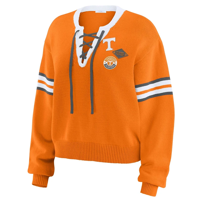 Women's WEAR by Erin Andrews Tennessee Orange Volunteers Lace-Up Pullover Sweater