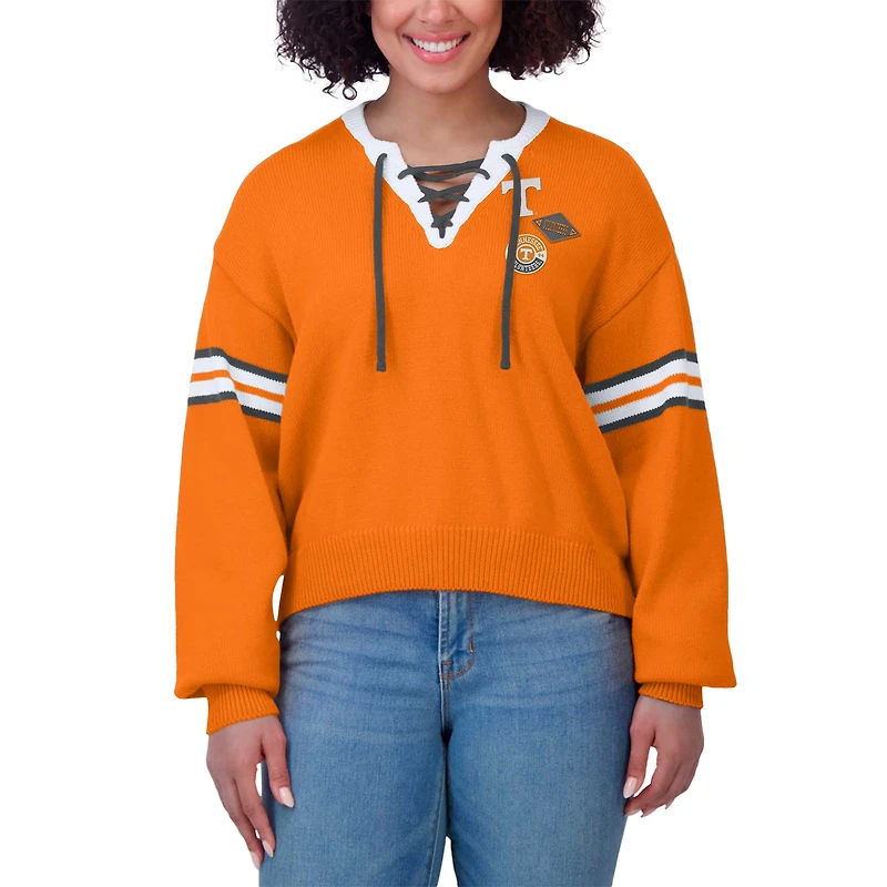 Women's WEAR by Erin Andrews Tennessee Orange Volunteers Lace-Up Pullover Sweater