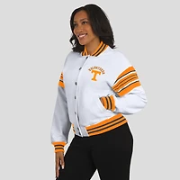 Women's WEAR by Erin Andrews White/Tennessee Orange Tennessee Volunteers Satin Stitch Full-Snap Fleece Sweatshirt Jacket