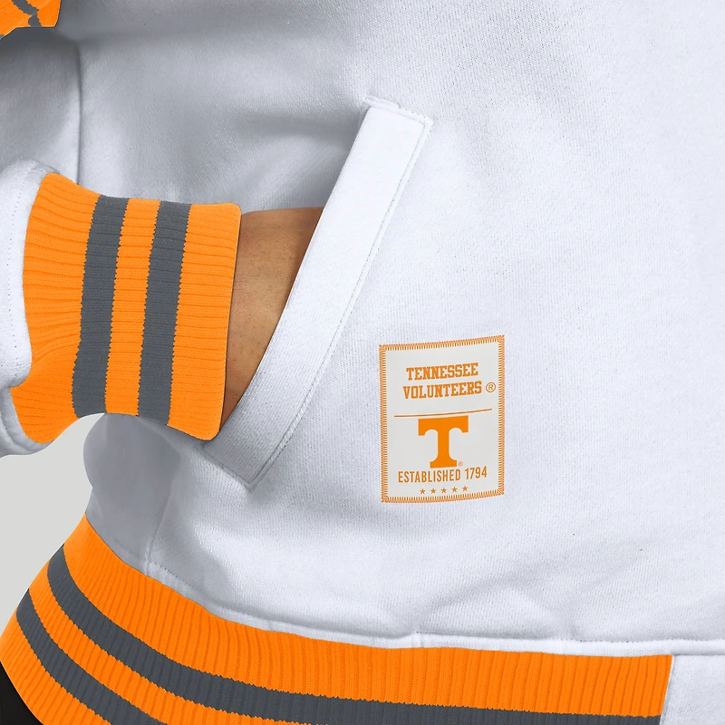 Veste sweat-shirt en polaire à boutons-pression et point satin pour femme WEAR by Erin Andrews, blanc/orange Tennessee Volunteers