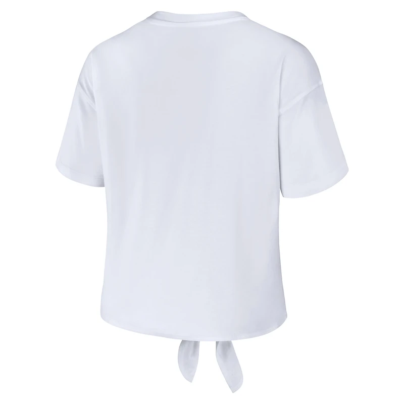 Women's WEAR by Erin Andrews White Tennessee Volunteers T-shirt court à rayures et nœud sur le devant