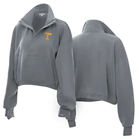 Sweat-shirt court à demi-boutons-pression ZooZatz gris pour femme, modèle Tennessee Volunteers