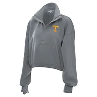 Women's ZooZatz  Gray Tennessee Volunteers Cropped Powerhouse Half-Snap Sweatshirt