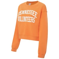 Women's ZooZatz Oatmeal Tennessee Volunteers Core Chenille Cropped Pullover Sweatshirt
